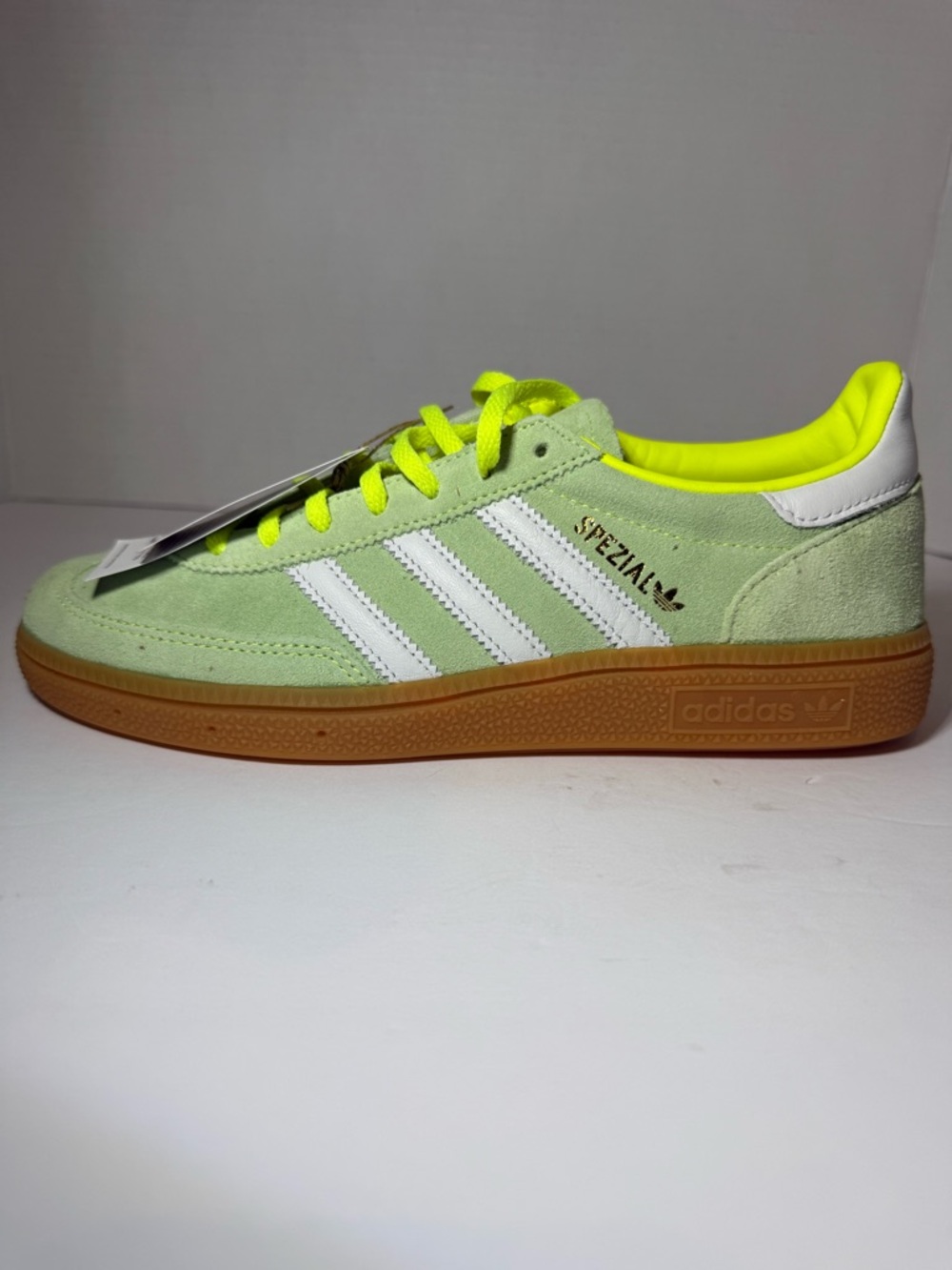 adidas Handball Spezial W Lime Green Suede with Gum Sole - Picture 2 of 9